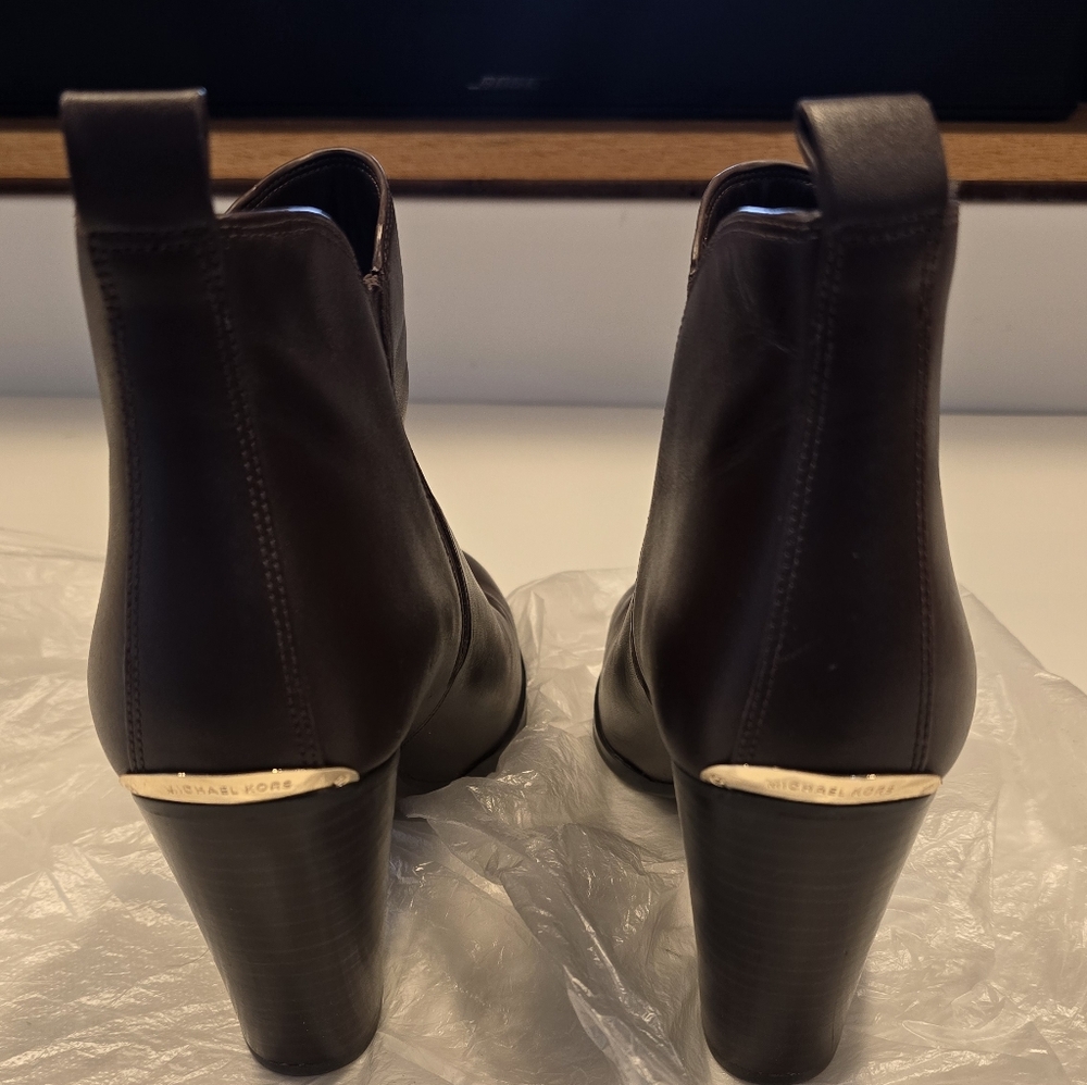 Michael Kors Chocolate Ankle Boots with Gold Detail